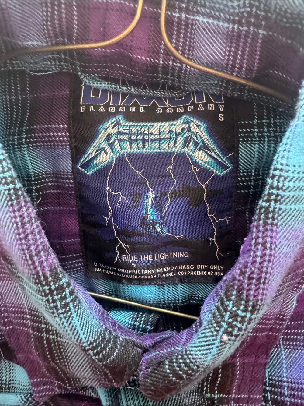 Men's Dixxon Metallica Edition Plaid Button-Up Shirt in Teal and Purple - Picture 2 of 2